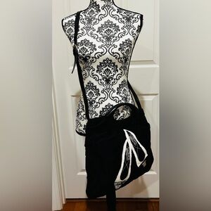 Salvatore Ferragamo Black Nylon & Leather Vara Crossbody Bag Shoe Appliqués VGC